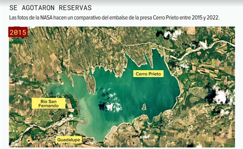 NASA muestra la grave sequía en Nuevo León; presa Cerro Prieto sin agua