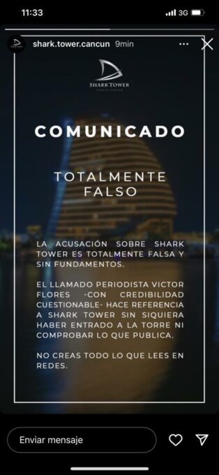 Falso que se haya movido "Shark Tower" de Puerto Cancún