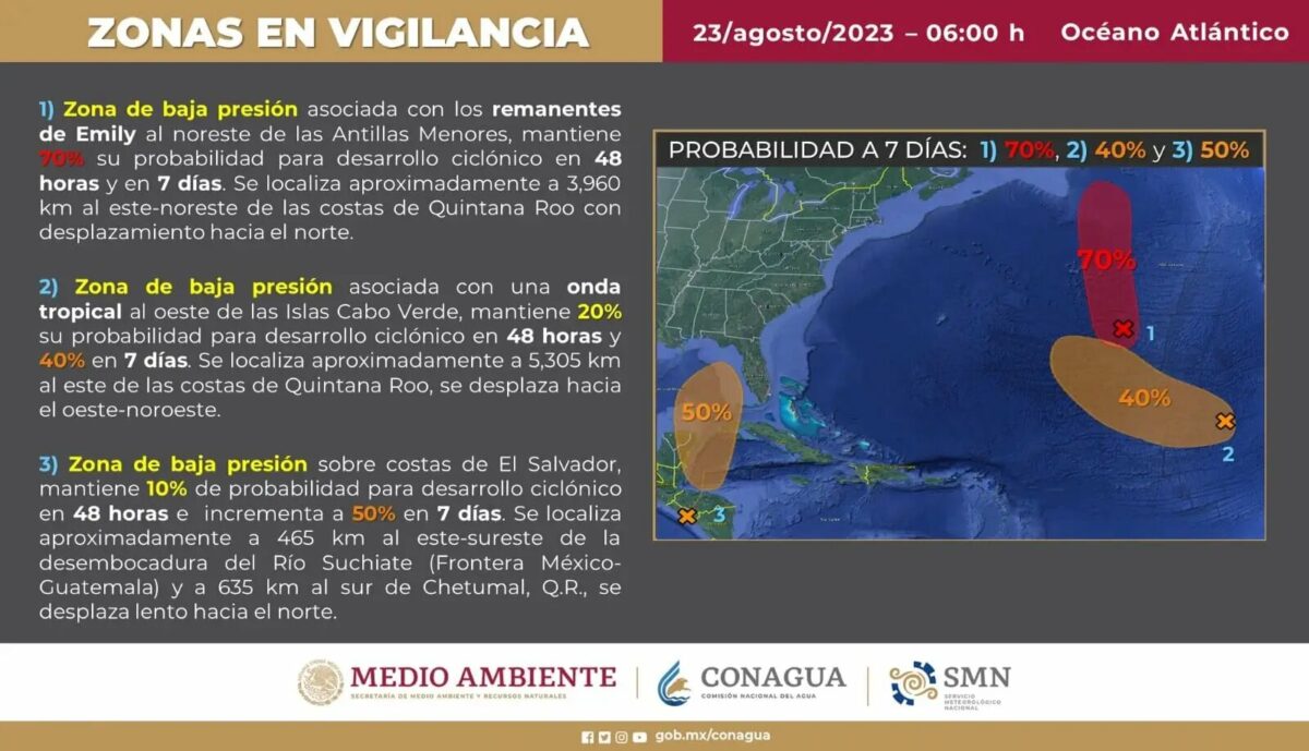 Fuertes lluvias afectarán a Quintana Roo a partir de este jueves